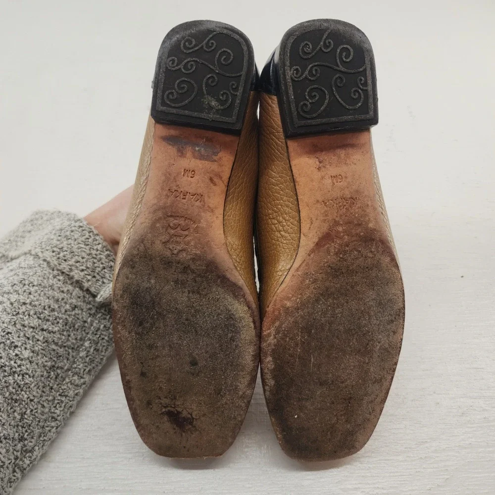 Brighton 6M | Kafka Brown Black Pebbled Leather Loafers Flats R4726‎ Womens